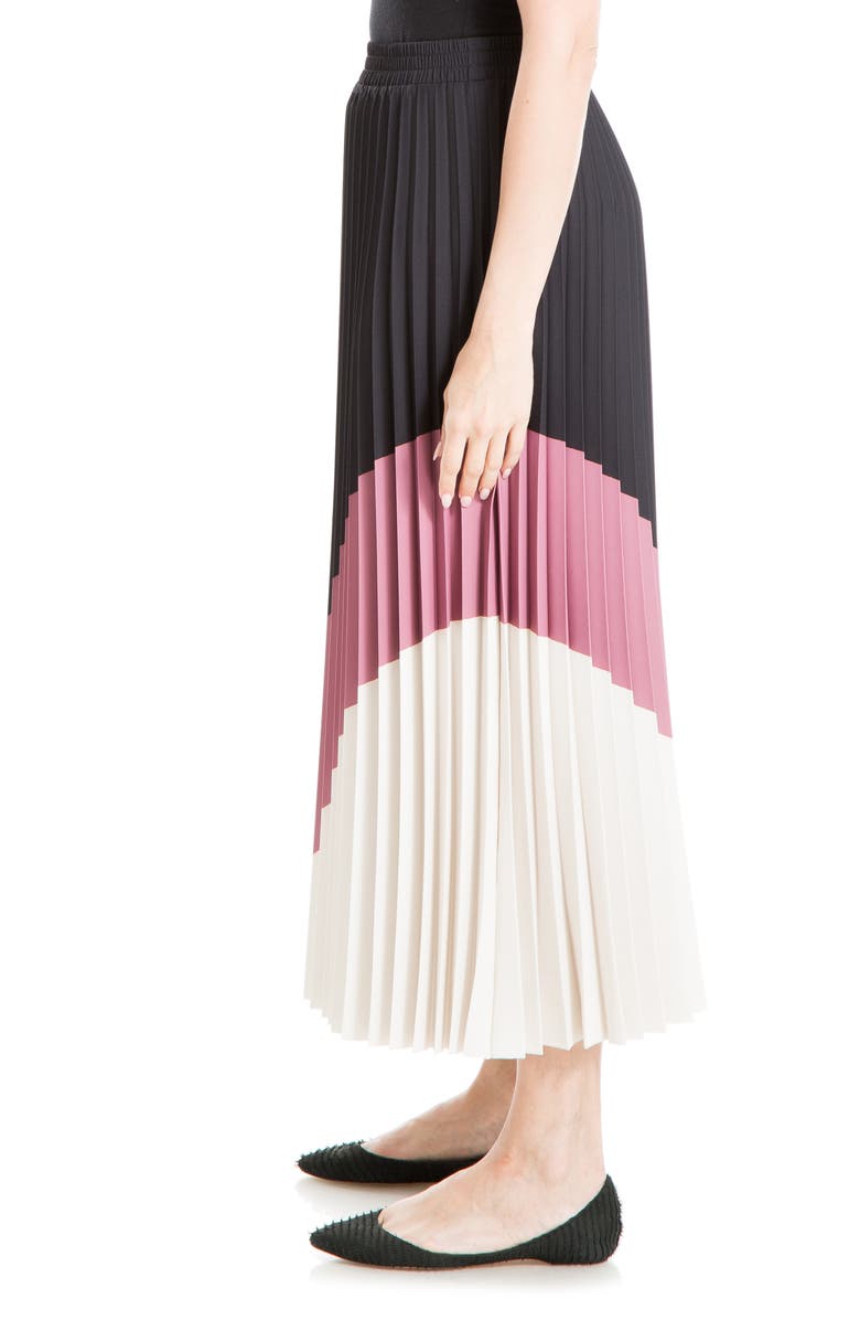MAX STUDIO Chevron Colorblock Pleated Maxi Skirt, Alternate, color, 