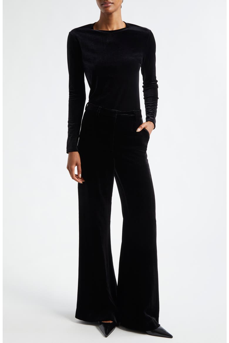 Pilar Wide Leg Velvet Pants, Alternate, color, BLACK