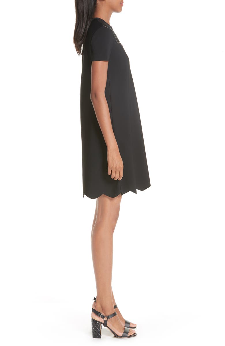 Valentino Scallop Detail Lace Yoke Dress, Alternate, color,