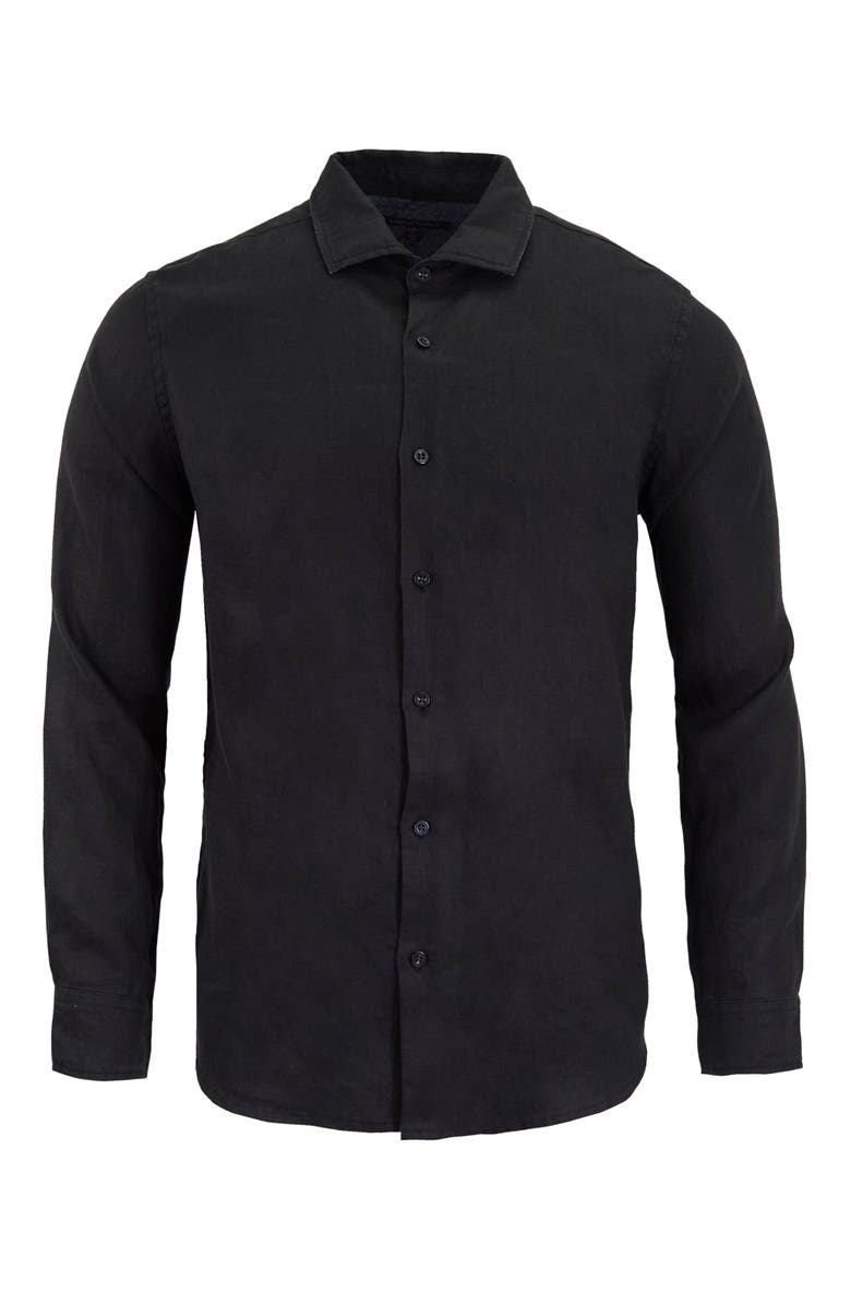 Lords of Harlech Linen Long Sleeve Shirt, Alternate, color, Black