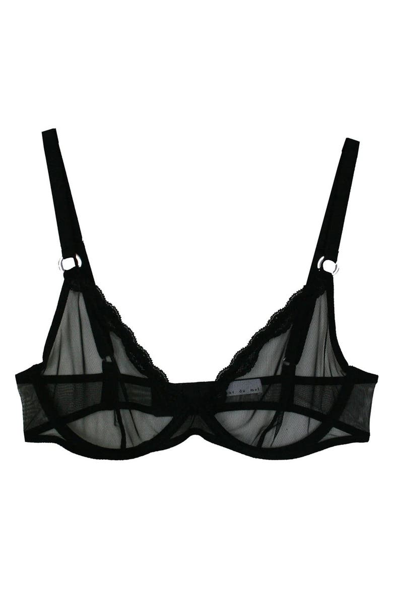 Sheer Tulle Demi Bra, Alternate, color, BLACK