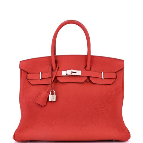 Birkin Handbag Red Togo with Palladium Hardware 35