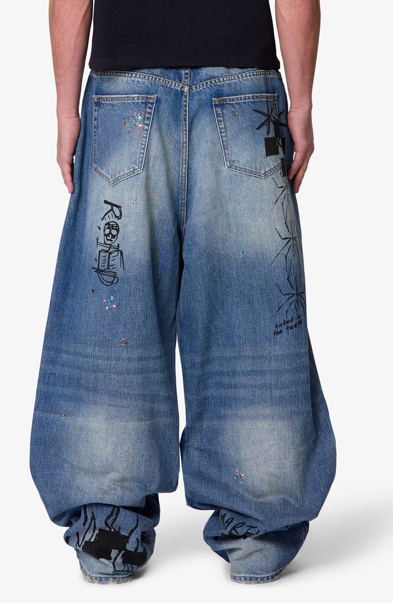 mnml Mega Baggy Sketch Denim Jeans, Alternate, color,
