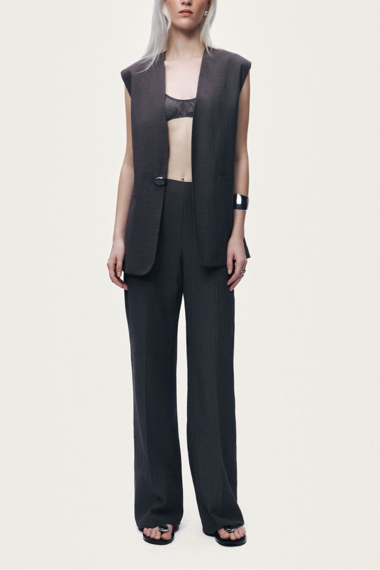 Wide Leg Fluid Pants, Alternate, color, Anthracite