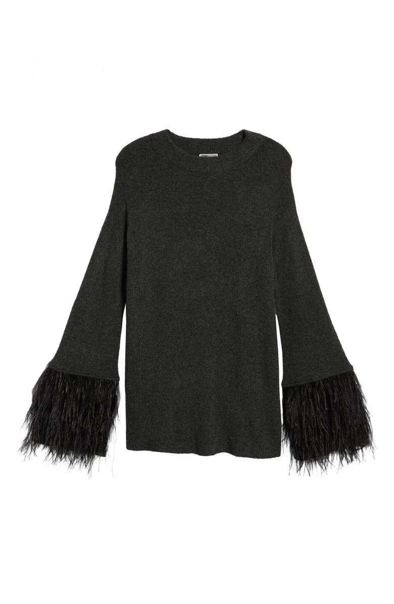Chelsea28 Feather Trim Sweater, Alternate, color,
