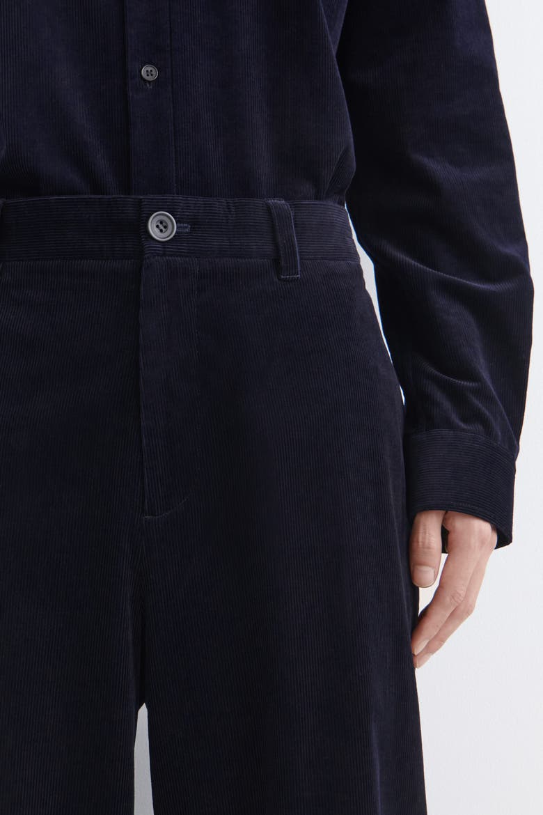 Corduroy Relaxed-fit Wide-leg Trousers, Alternate, color, NAVY