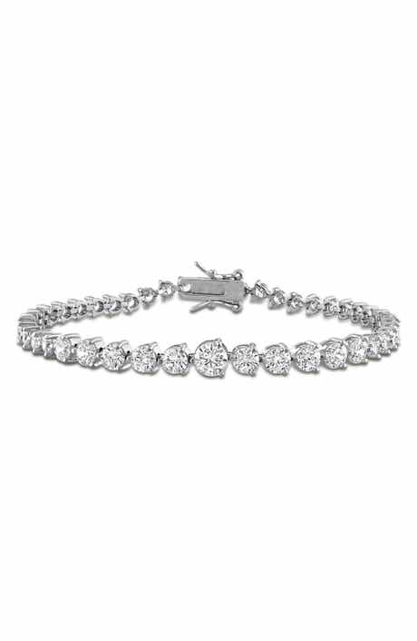 Graduated Lab Created White Sapphire Tennis Bracelet