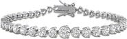 DELMAR Graduated Lab Created White Sapphire Tennis Bracelet