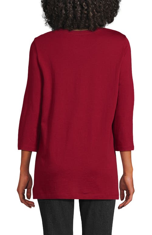 Lands' End 3/4 Sleeve Cotton Supima Tunic In Red