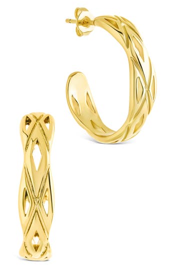 Sterling Forever Esmeralda Abstract Hoop Earrings In Gold