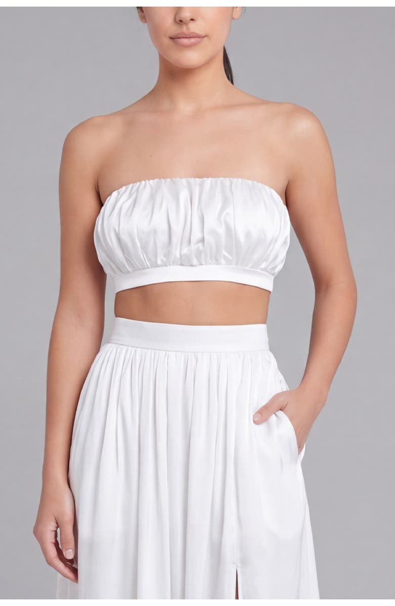 nuaje nuaje Isabelle Cotton Silk Bandeau Top, Main, color, White