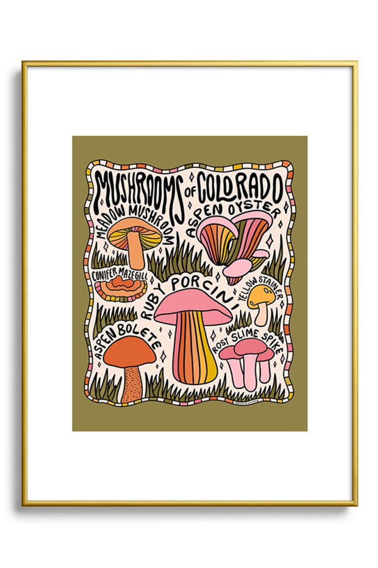 Mushrooms of Colorado Framed Art Print, Main, color, GOLDEN TONES