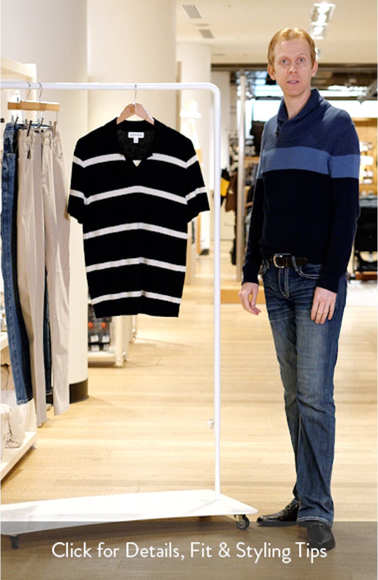 Johnny Collar Short Sleeve Bouclé Sweater Polo, sales video thumbnail