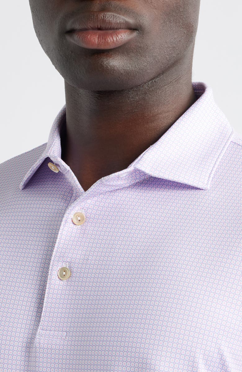 Peter Millar Orbit Microprint Performance Jersey Polo, Alternate, color, White/ Blue Sea