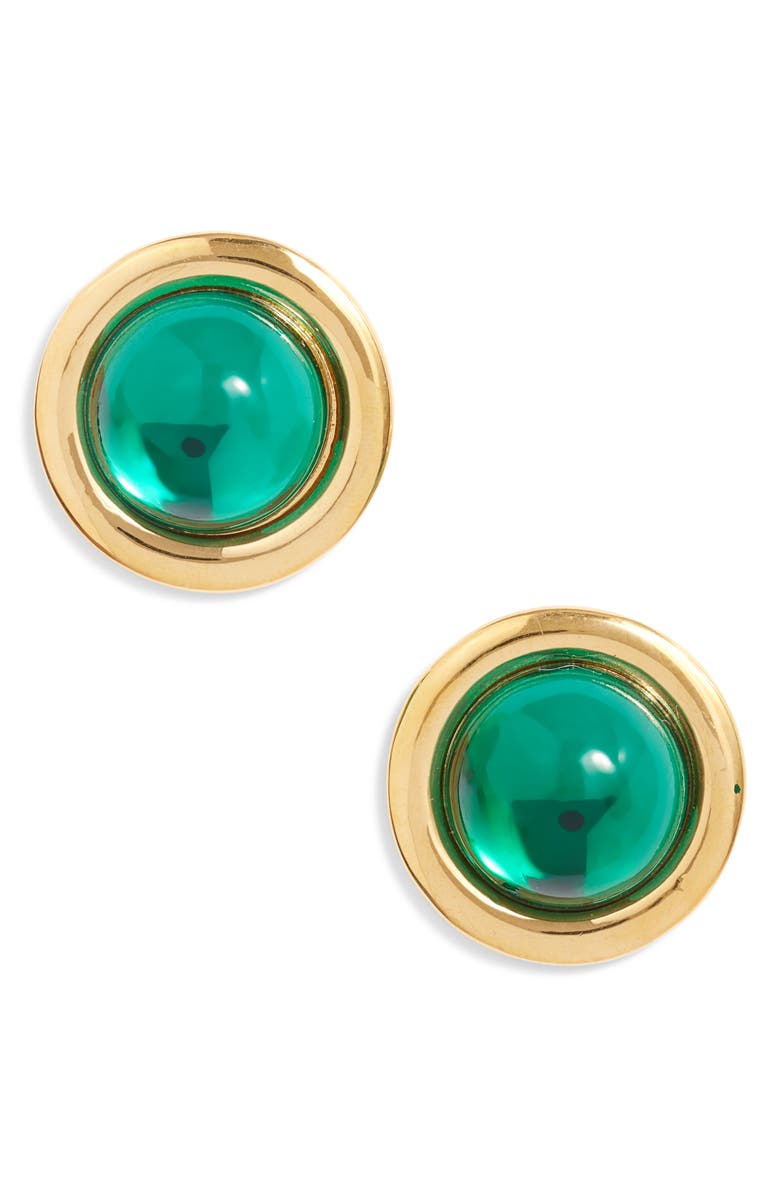 FRASIER STERLING Maldive Button Earrings, Main, color, Green