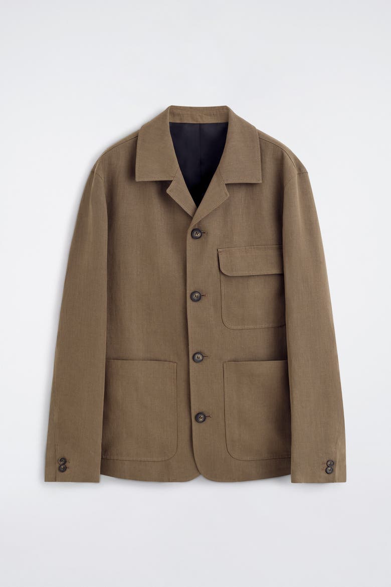 Unstructured Linen Blazer, Alternate, color, DARK KHAKI