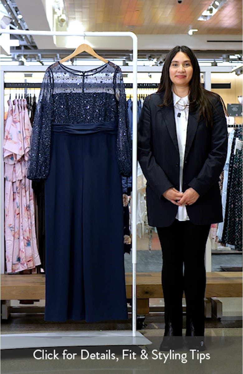 Raelynn Embellished Long Sleeve Wide Leg Jumpsuit, sales video thumbnail