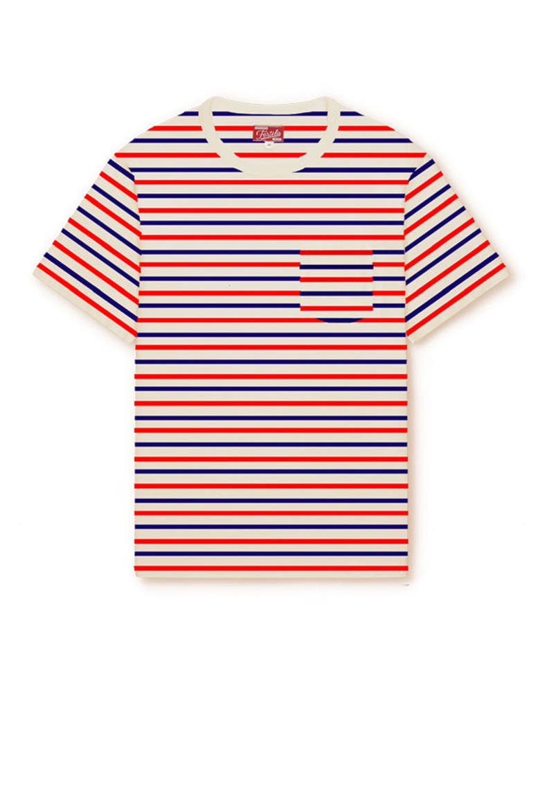 Yakut Ribbed Motif T-Shirt, Main, color, RED/BLUE STRIPES