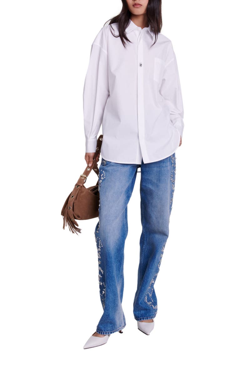 maje Oversized poplin shirt, Alternate, color, 