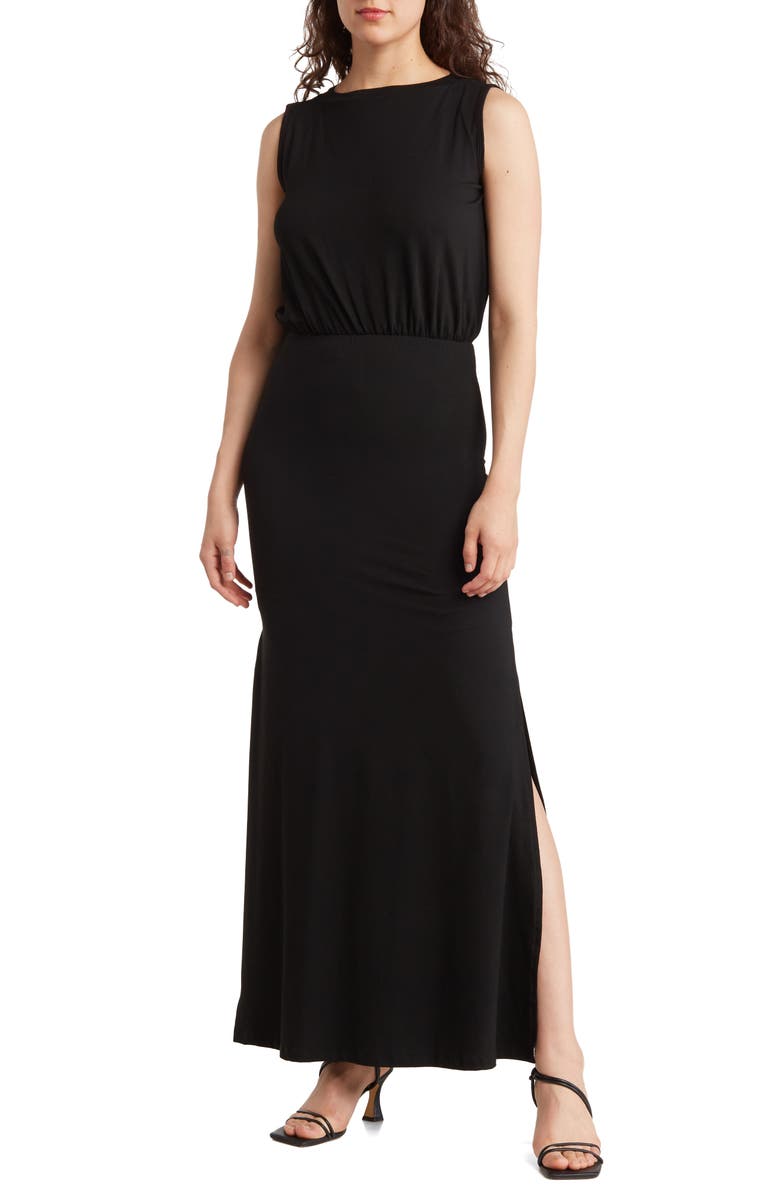 GO COUTURE Sleeveless Maxi Dress, Main, color, Black