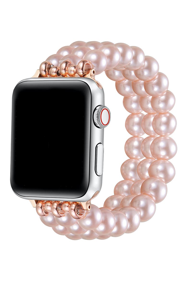 Liz Imitation Pearl Apple Watch® Bracelet Watchband, Alternate, color, ROSE GOLD
