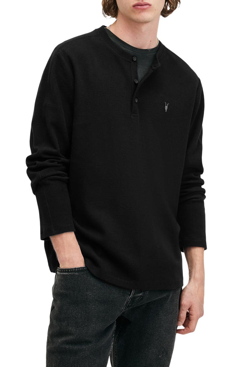 AllSaints Rowe Long Sleeve Cotton Henley, Main, color,
