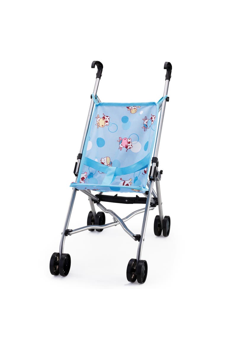 Bayer Buggy Umbrella Stroller - Blue & Cows, Accessory for Dolls Up to 18", Foldable, Playful Design, Seat Belt, Kids Toy, Ages 3+, Main, color, Multicolored