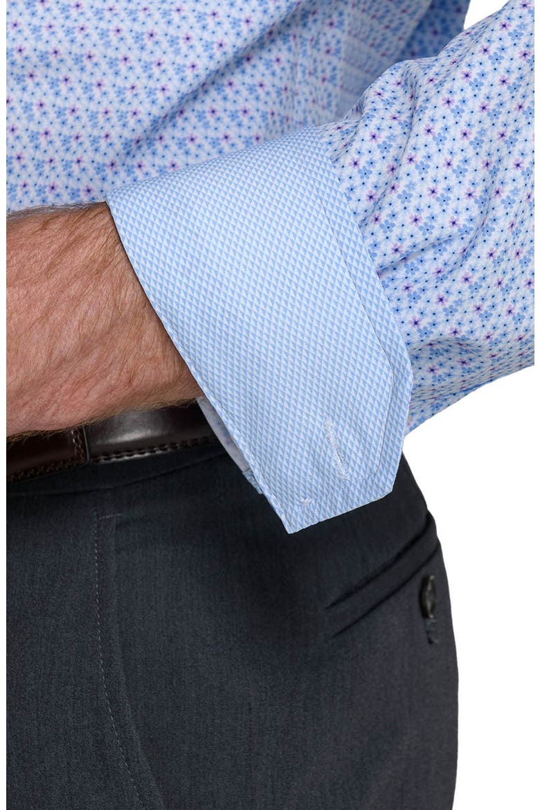Fain Floral Performance Dress Shirt, Alternate, color, WHITE/ BLUE