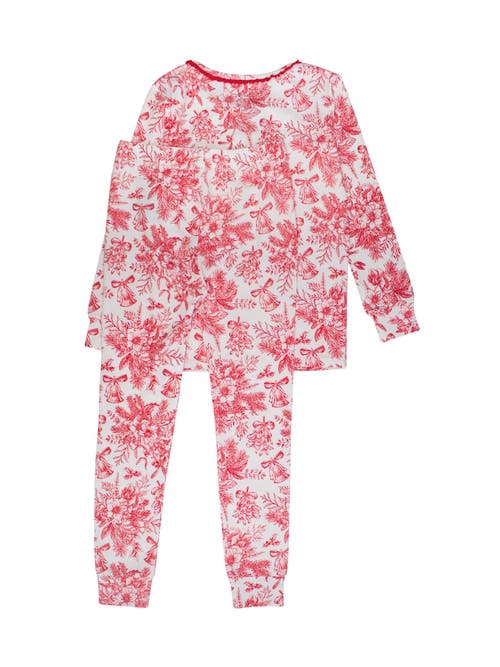 Rufflebutts Modal Blend Ruffle Long Sleeve Pajama Set In Multi
