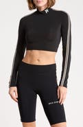 Palm Angels Mock Neck Long Sleeve Crop Top