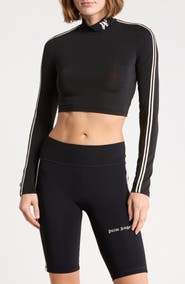 Palm Angels Mock Neck Long Sleeve Crop Top