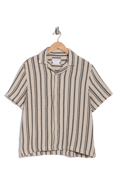Denim And Flower Texture Stripe Short Sleeve Shirt In Neutral