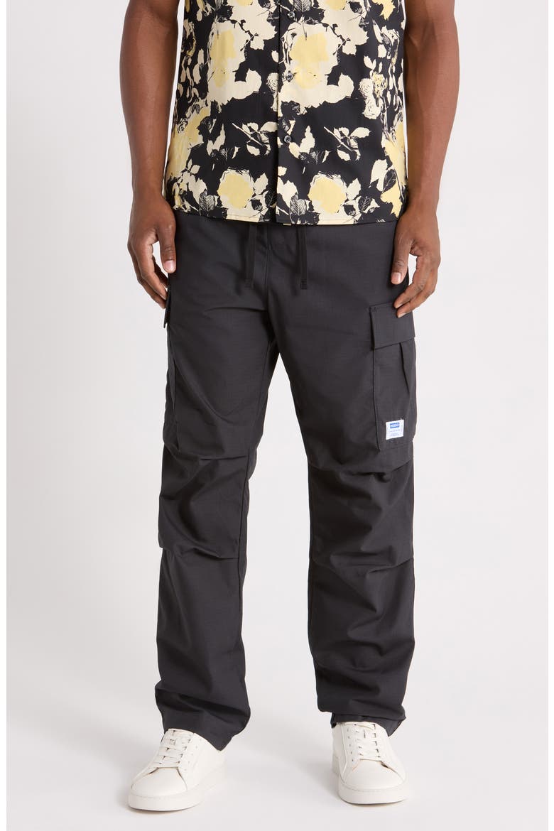 Gadic Drawstring Waist Cargo Pants, Main, color, BLACK