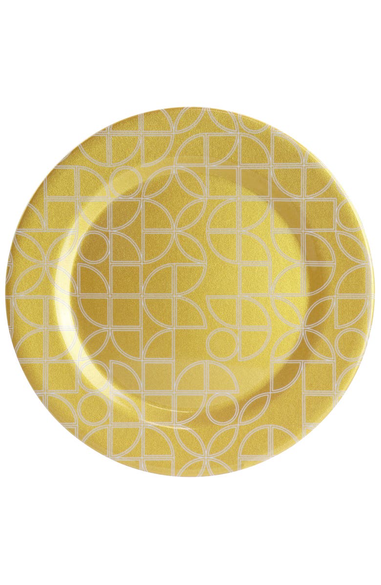 Laurie Gates California Designs Summer Bloom 12 piece Melamine Dinnerware Set, Alternate, color, Gold