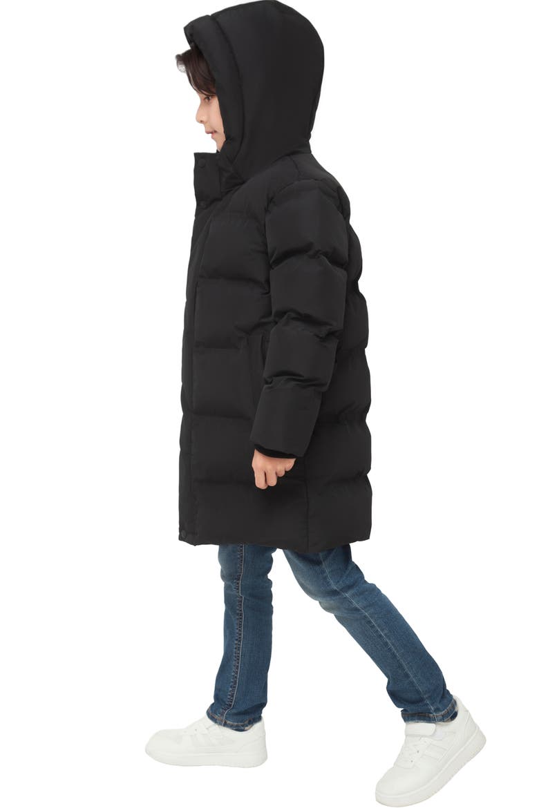 Kids'  Parker Hooded Mid-Length Puffer Jacket, Alternate, color, Black