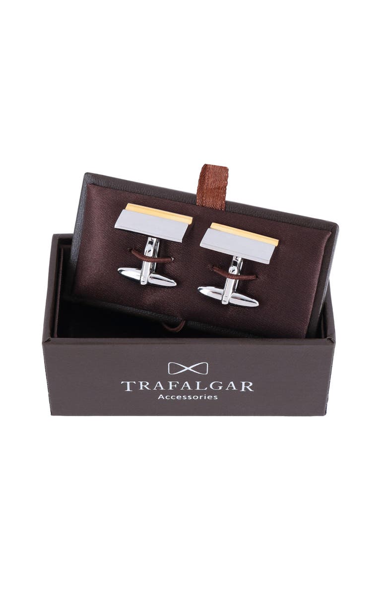 Trafalgar Stately Shiny Gold and Brushed Rhodium Cufflinks, Alternate, color, 