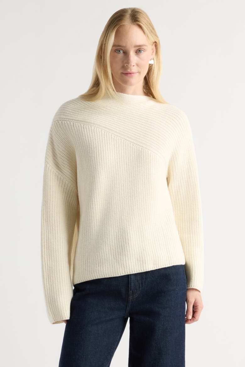 Julisa Asymmetric-neck Sweater, Alternate, color, Cream