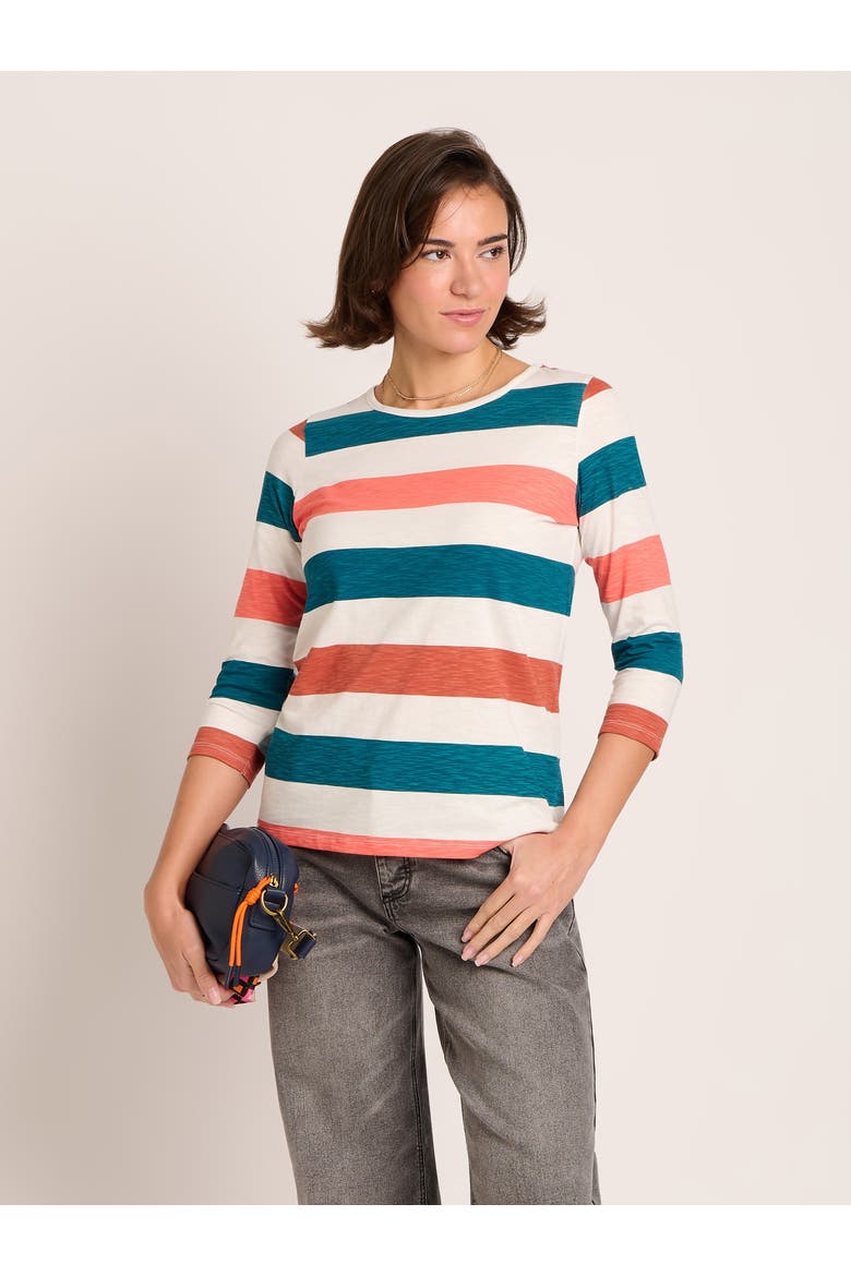 Lulworth Striped 3/4 Sleeve T-Shirt, Main, color, Multi
