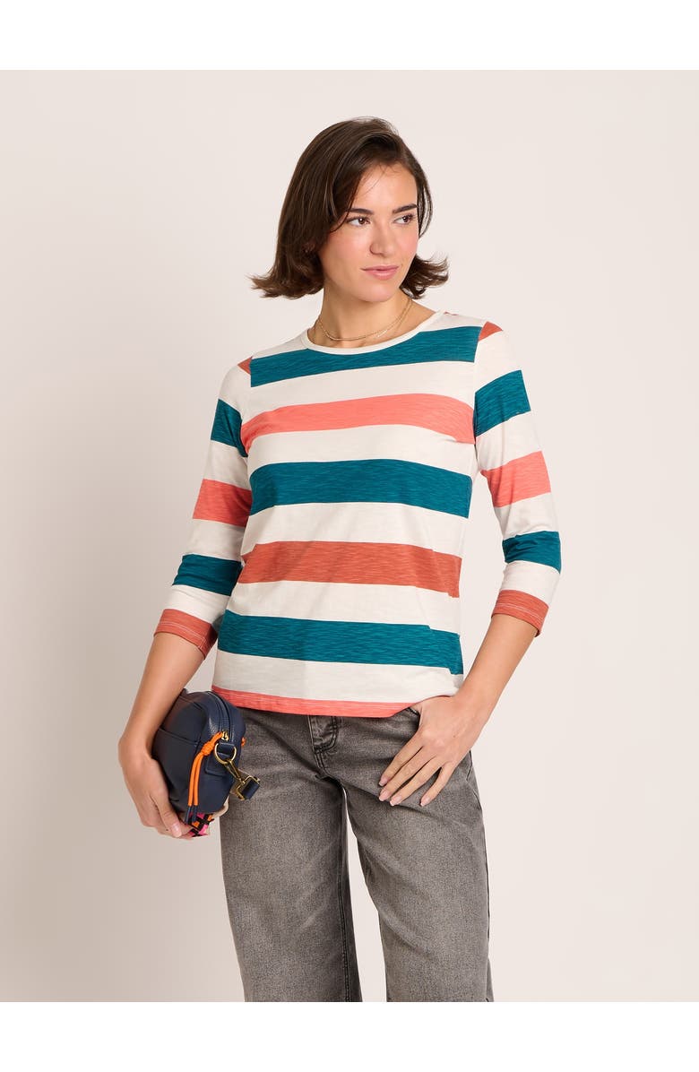 Brakeburn Lulworth Striped 3/4 Sleeve T-Shirt, Main, color, Multi