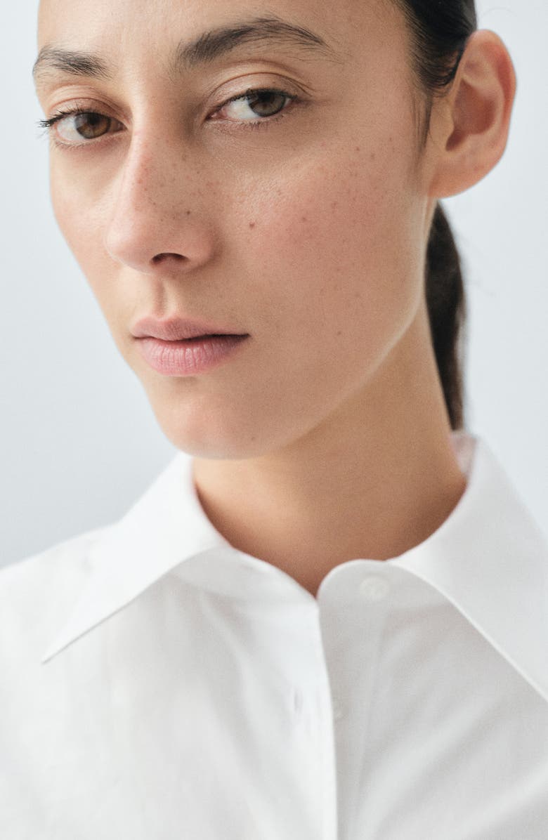 MANGO Selection Oversize Organic Cotton Poplin Button-Up Shirt, Alternate, color, White