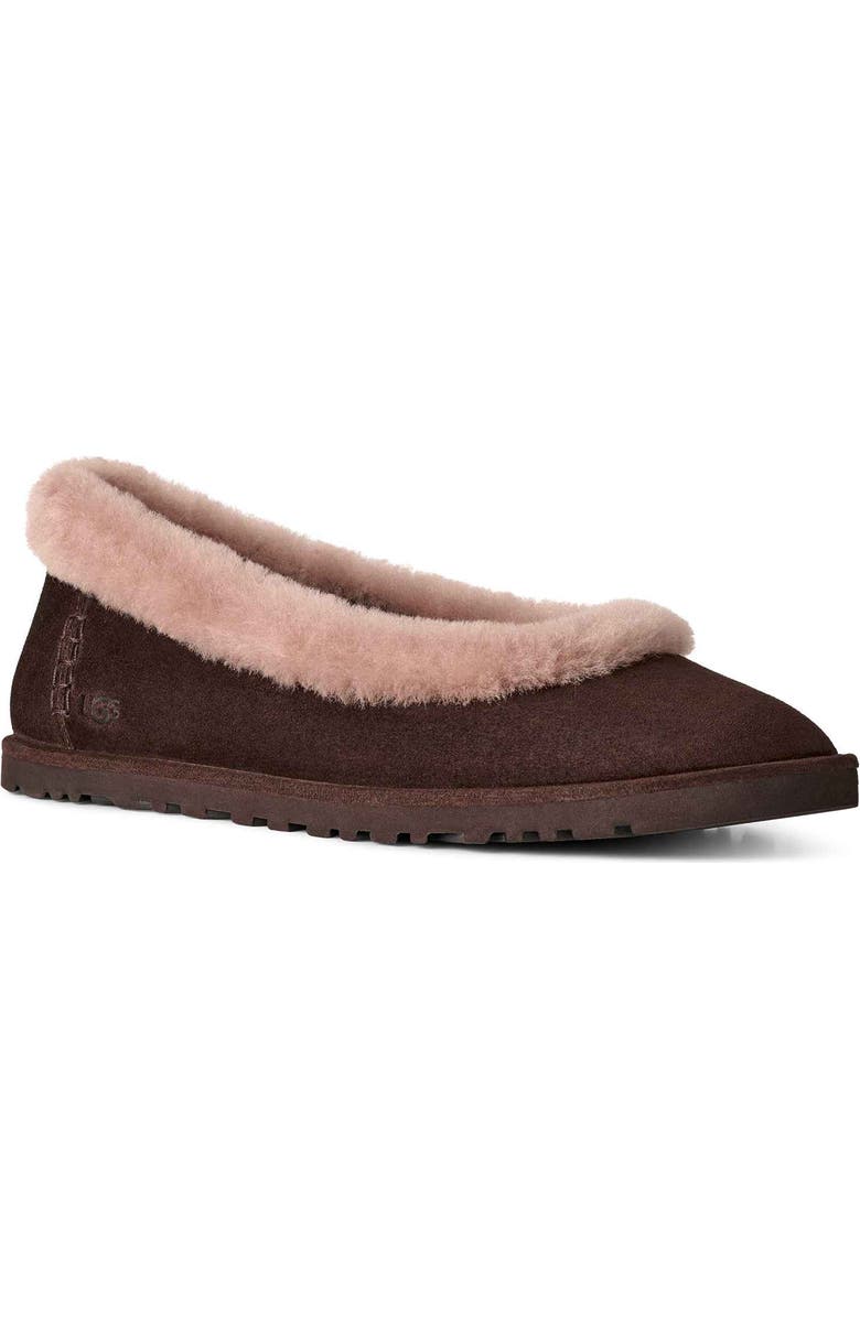 UGG<sup>®</sup> Zora Genuine Shearling Trim Ballet Flat, Main, color, Dusted Cocoa