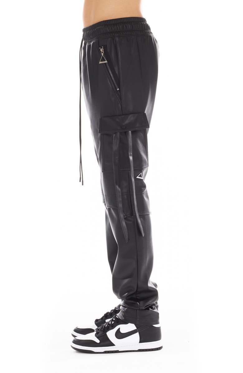 HVMAN Faux Leather Cargo Pants, Alternate, color, Black