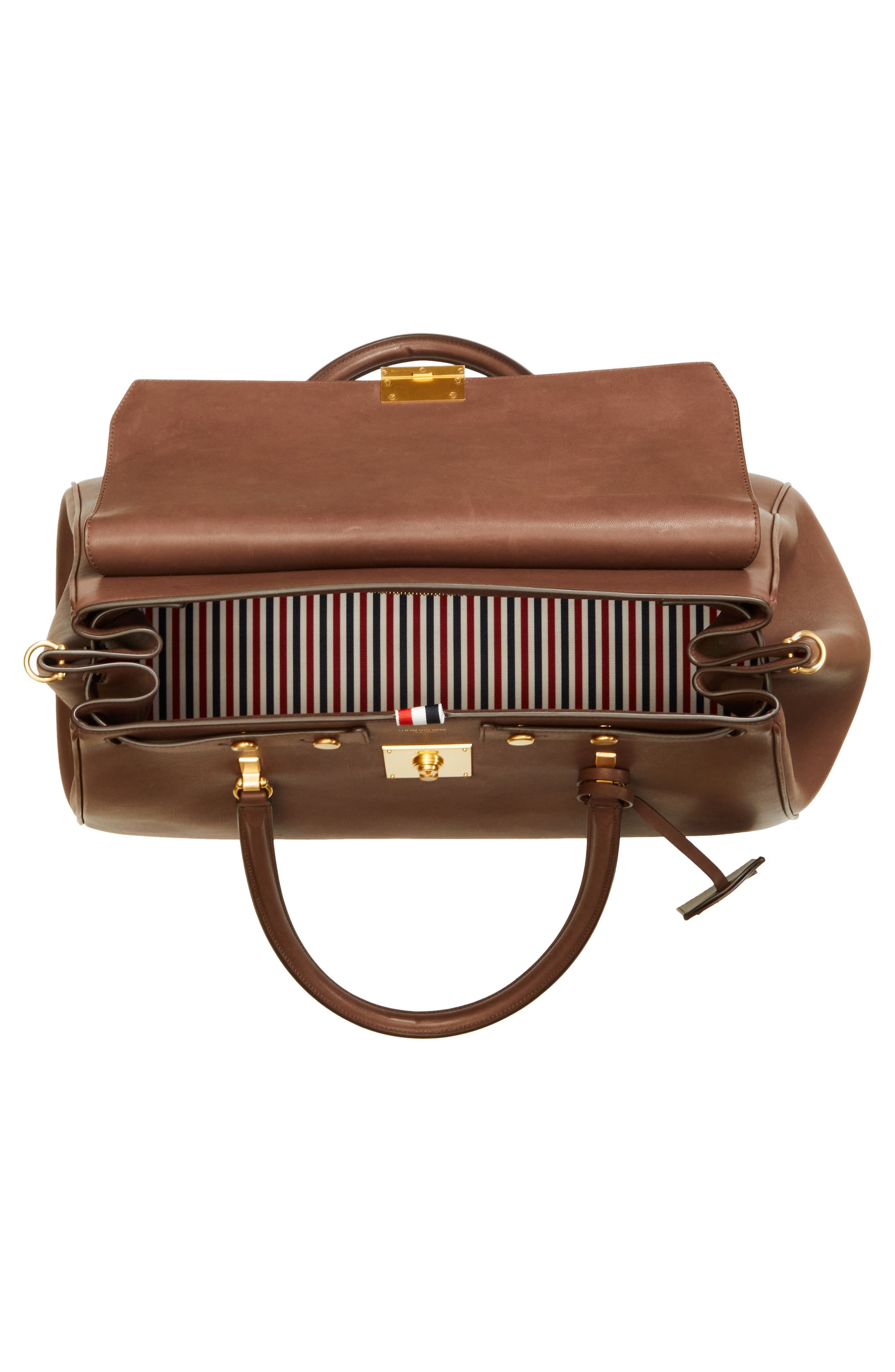 Thom Browne Mr. Thom Soft Pebble Leather Luggage Bag, Alternate, color, 