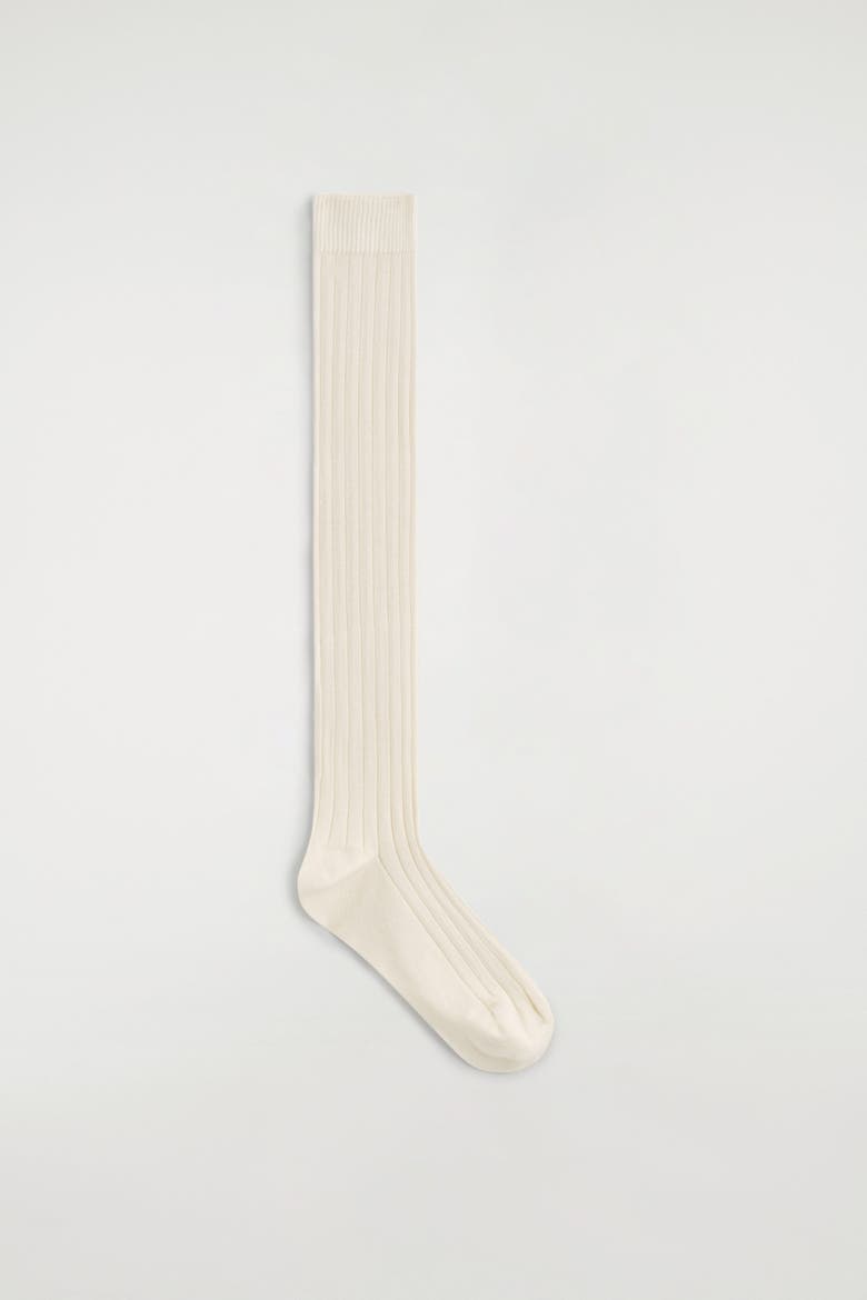 Ribbed Silk Knee Socks, Main, color, IVORY