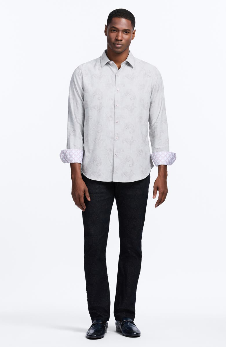 Robert Graham Knox Paisley Herringbone Cotton Button-Up Shirt, Alternate, color, Pink