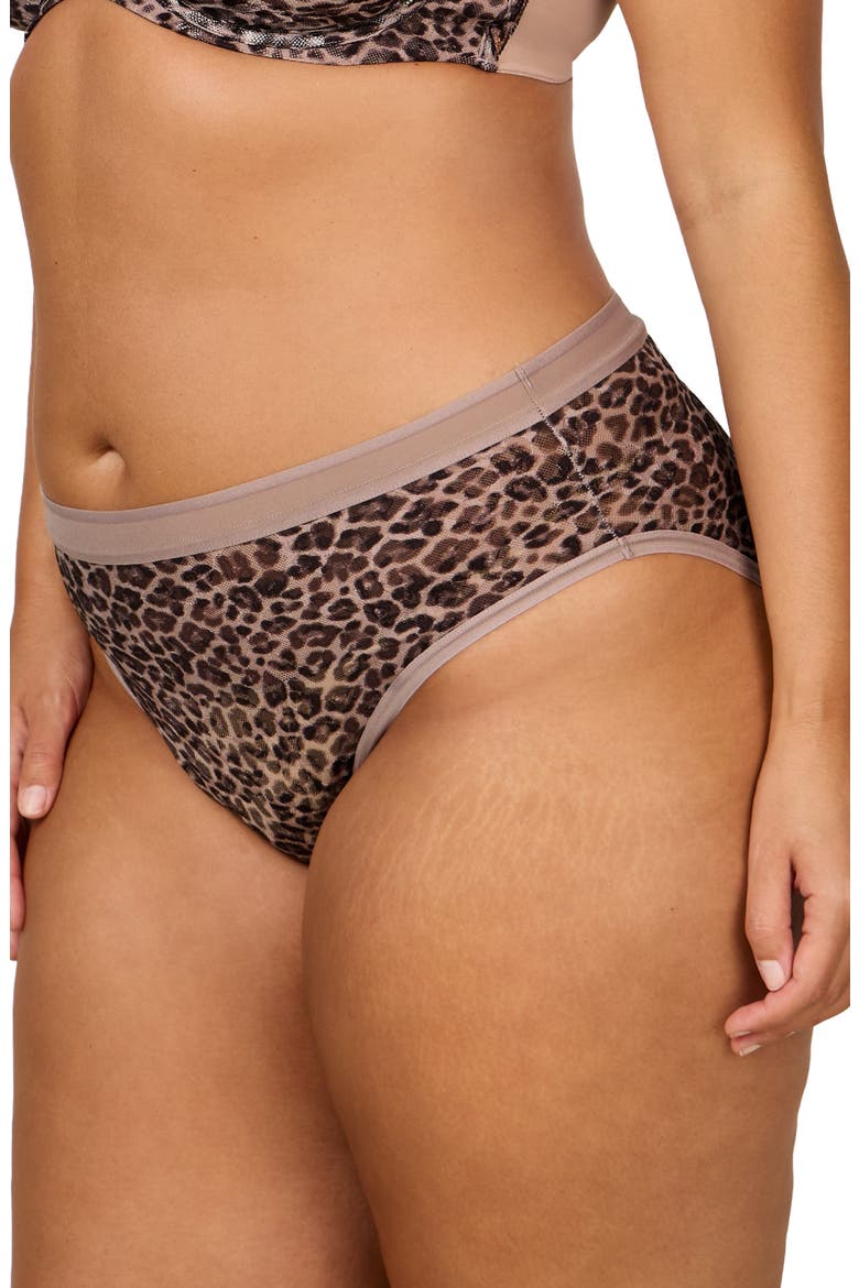 No-Show Lace High Cut Panties, Alternate, color, LEOPARD LUSH