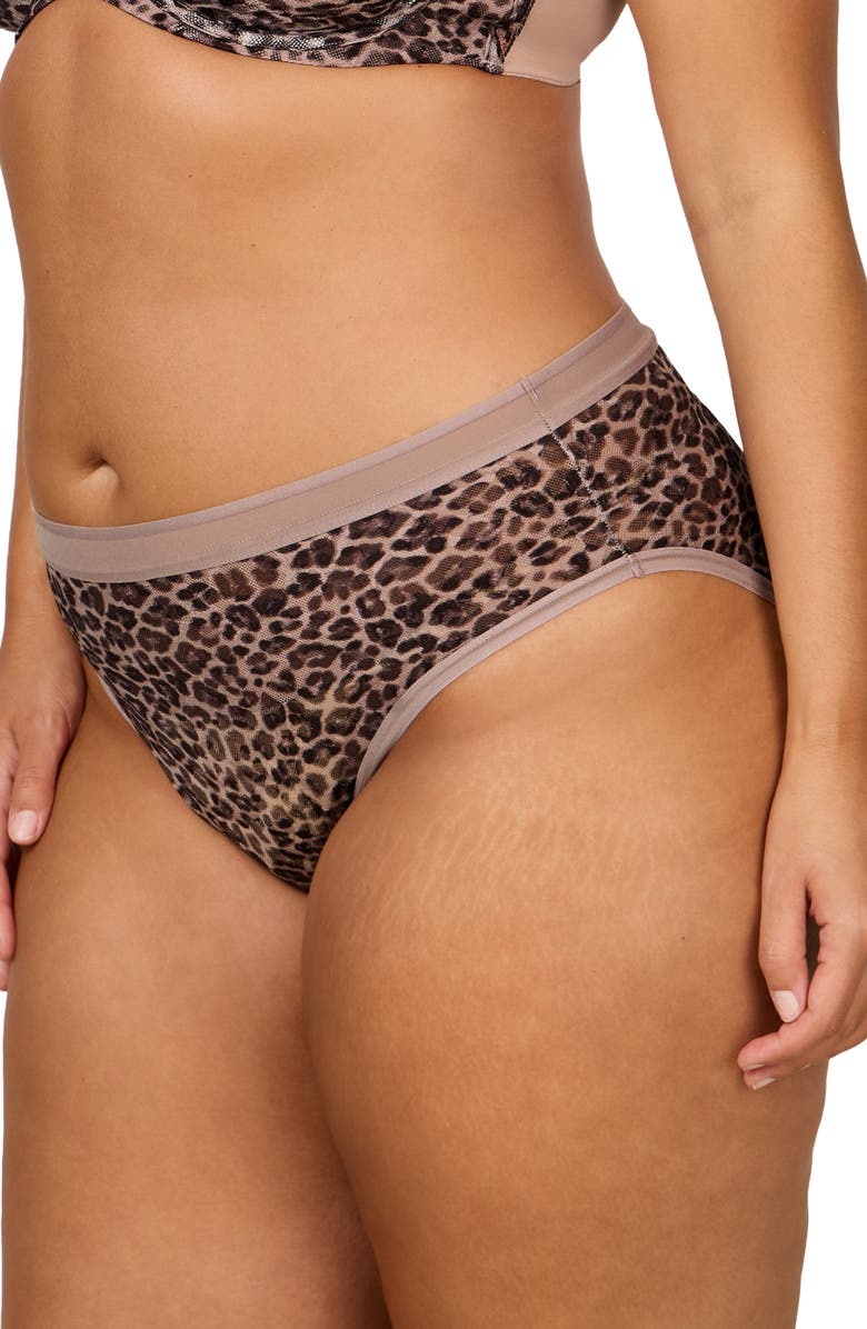 Curvy Couture No-Show Lace High Cut Panties, Alternate, color, Leopard Lush
