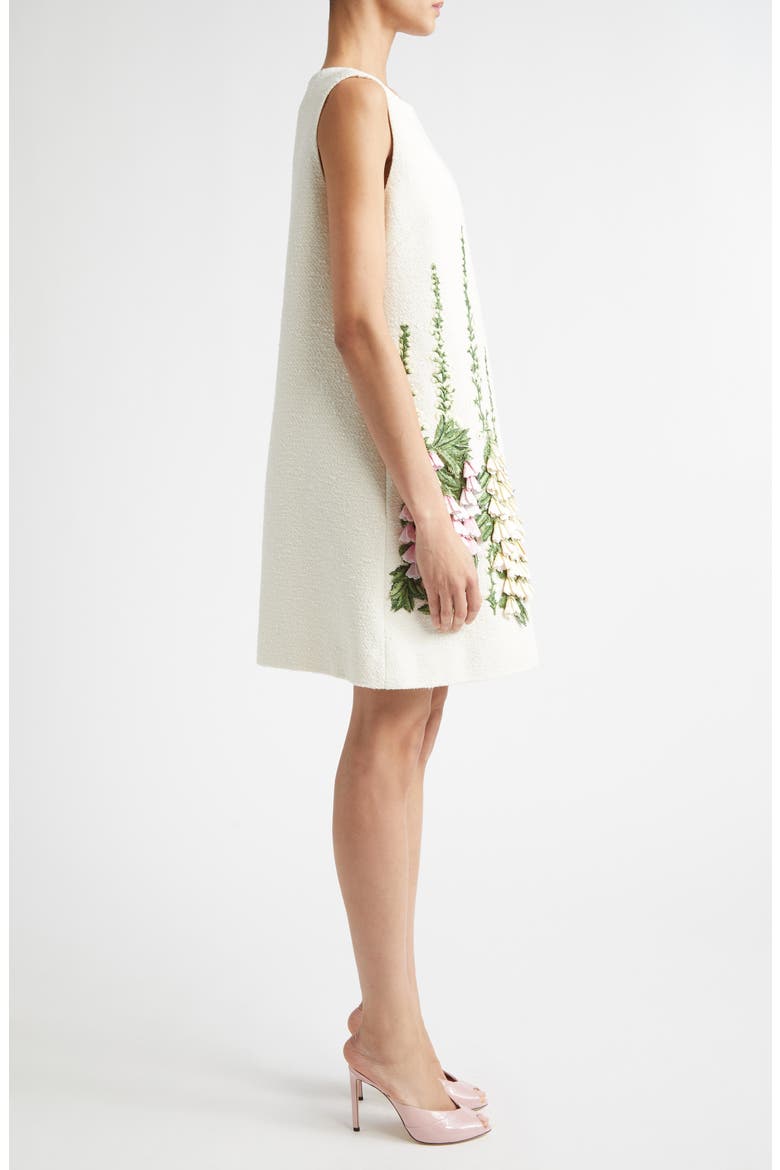 Floral Embroidered Tweed Dress, Alternate, color, IVORY