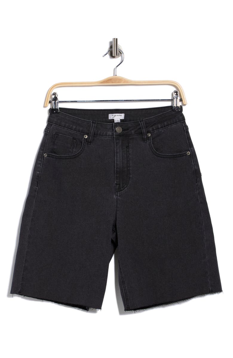 Vigoss Denim Cuff Off Bermuda Shorts, Main, color, Washed Black