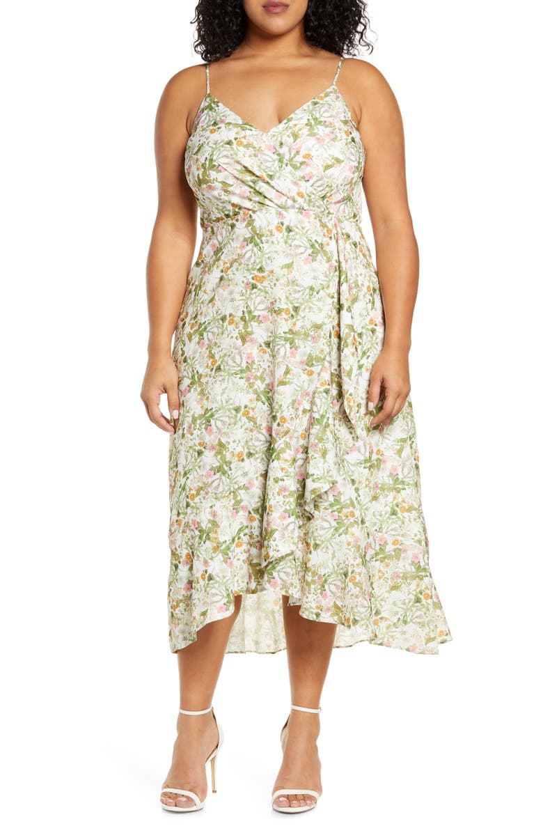 Chelsea28 Floral Faux Wrap Midi Dress, Main, color, 